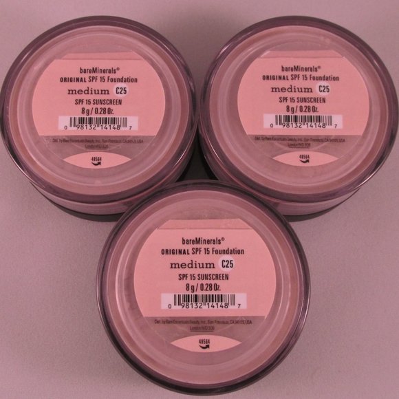 #NWT bareMinerals SPF15 Original Foundation Medium C25 (8g/0.28oz) -  Lot of 3 - Picture 1 of 2